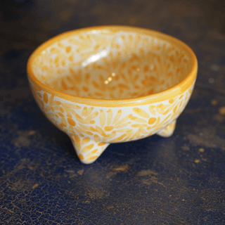 Special Order Three Footed Bowl - Spring Yellow Servingware Zinnia Folk Arts   