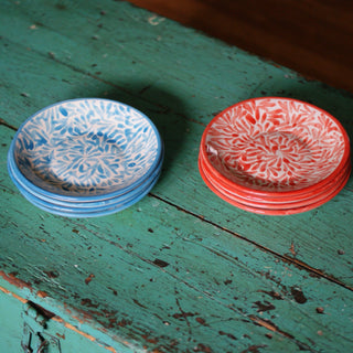 6" Spring Design Appetizer Plates, Ready to Ship Ceramics Zinnia Folk Arts   
