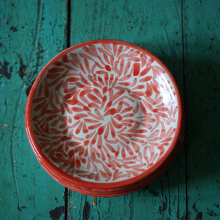 6" Spring Design Appetizer Plates, Ready to Ship Ceramics Zinnia Folk Arts 6" Coral  
