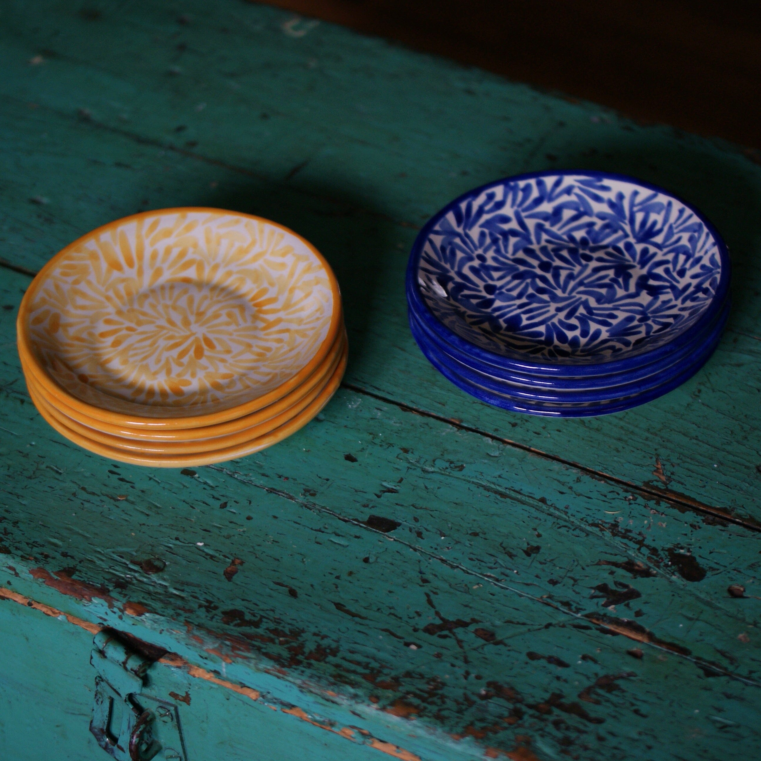 6" Spring Design Appetizer Plates, Ready to Ship Ceramics Zinnia Folk Arts   