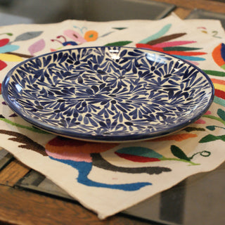 Spring Design  Plates, Ready to Ship Ceramics Zinnia Folk Arts 10" Dinner Plate-Cobalt  
