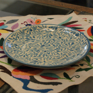 Spring Design  Plates, Ready to Ship Ceramics Zinnia Folk Arts 10"Dinner plate-turquoise  