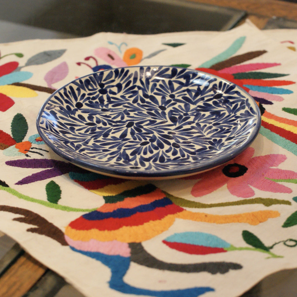 Spring Design  Plates, Ready to Ship Ceramics Zinnia Folk Arts 7" Dessert plate-cobalt  