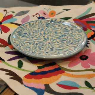 Spring Design  Plates, Ready to Ship Ceramics Zinnia Folk Arts 7" Dessert Plate-Turquoise  