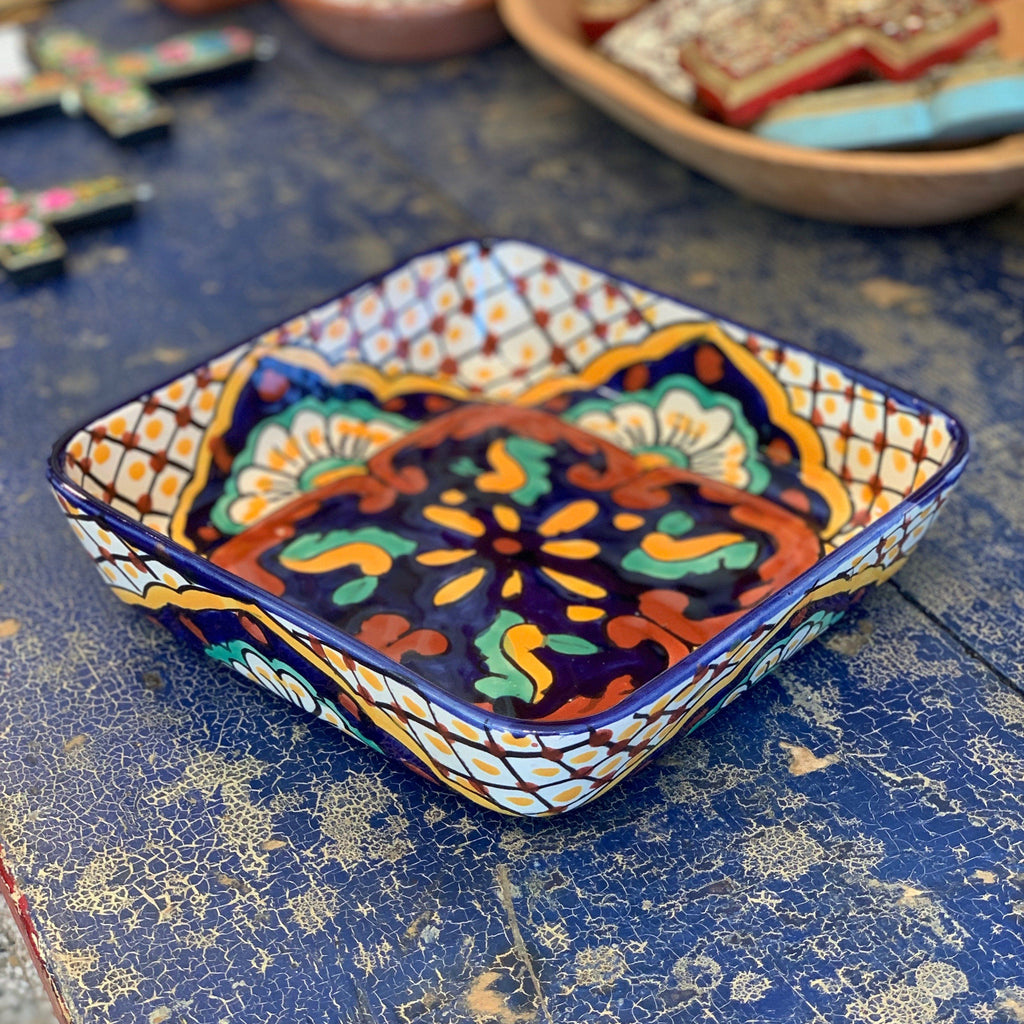Mexican Talavera Baking Pan (9x13) - Blue/Saffron – Zinnia Folk Arts