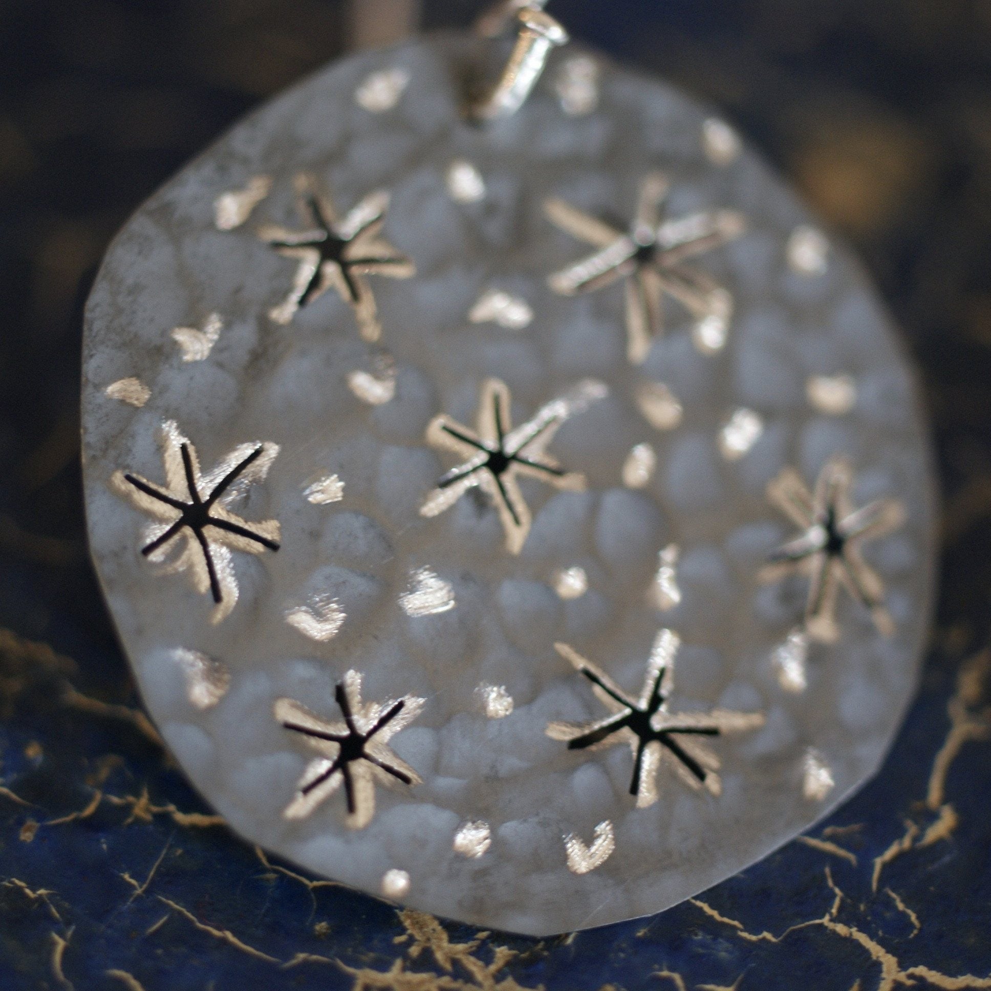 Starry Night Silver Disc Earrings, Taxco, Mexico Jewelry Zinnia Folk Arts   