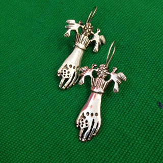 Sterling Silver Frida Hand & Bird Earrings Jewelry Zinnia Folk Arts   