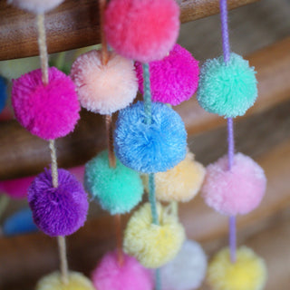 Strings of Pastel Colored Pompoms Textile Zinnia Folk Arts   