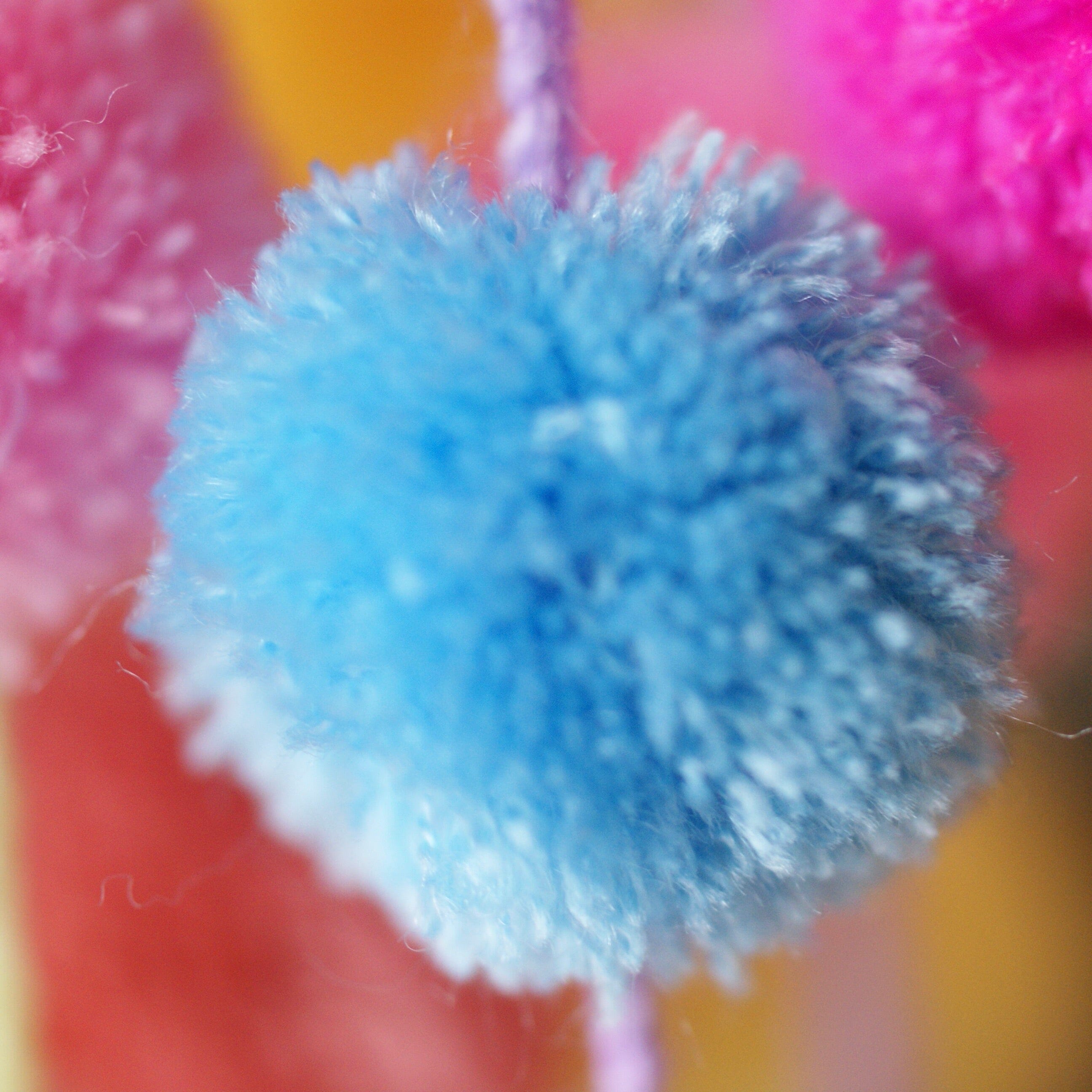 Strings of Pastel Colored Pompoms Textile Zinnia Folk Arts   