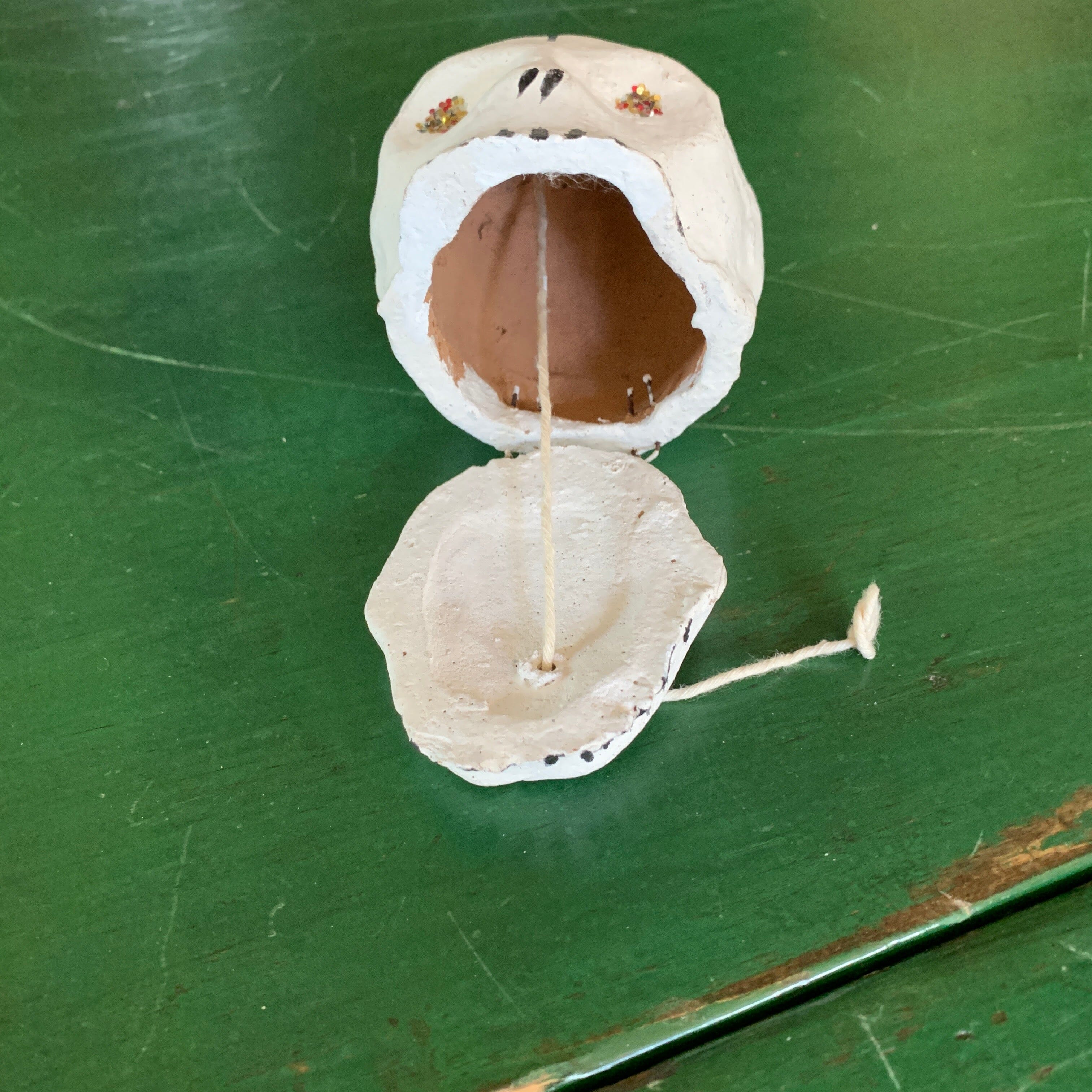 "Talking" White Clay Skull  Zinnia Folk Arts   