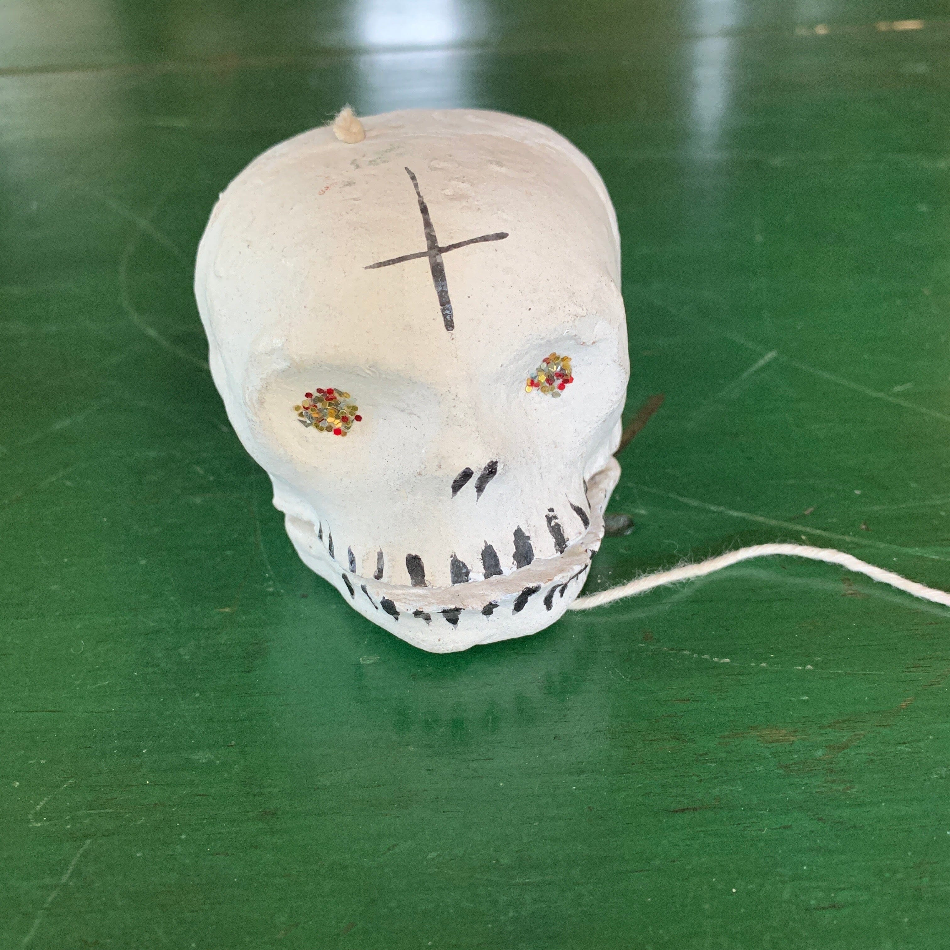 "Talking" White Clay Skull  Zinnia Folk Arts   