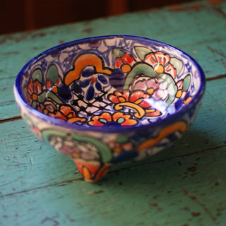 Three-Footed Bowls, Large Ceramics Zinnia Folk Arts Bright Orange  