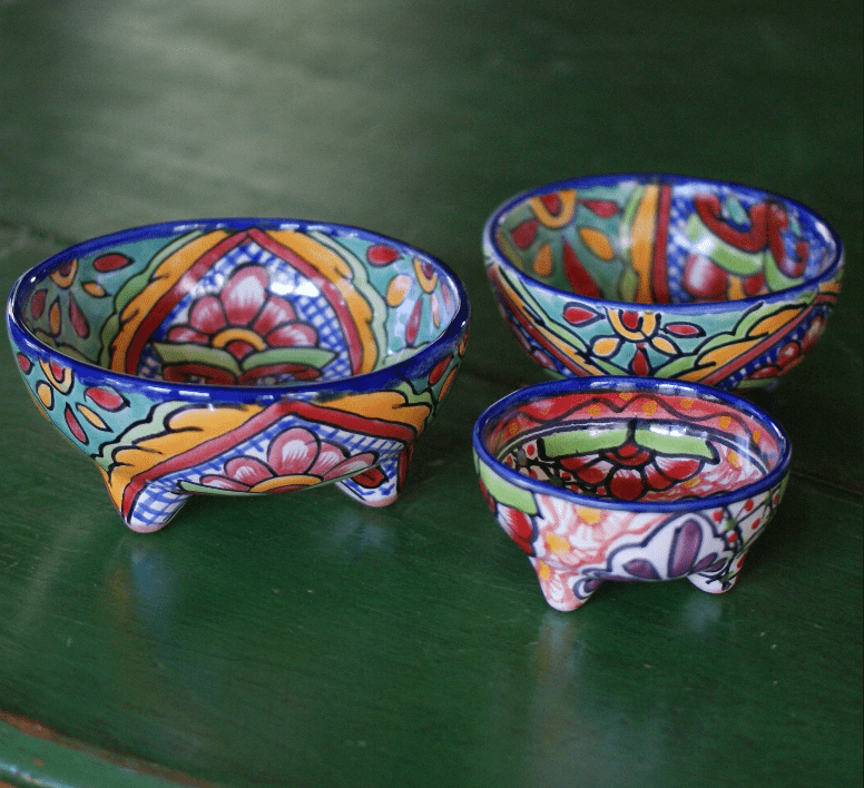 Three-Footed Bowls, Medium, Ready to Ship Ceramics Zinnia Folk Arts   