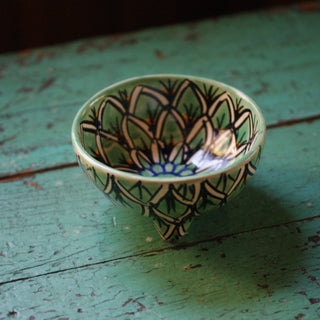 Three-Footed Bowls, Medium Ceramics Zinnia Folk Arts Green Zinnia  
