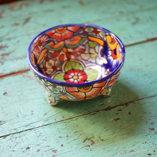 Three-Footed Bowls, Medium Ceramics Zinnia Folk Arts Red Petunia  