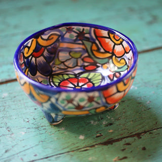 Three-Footed Bowls, Small Ceramics Zinnia Folk Arts Red Petunia  