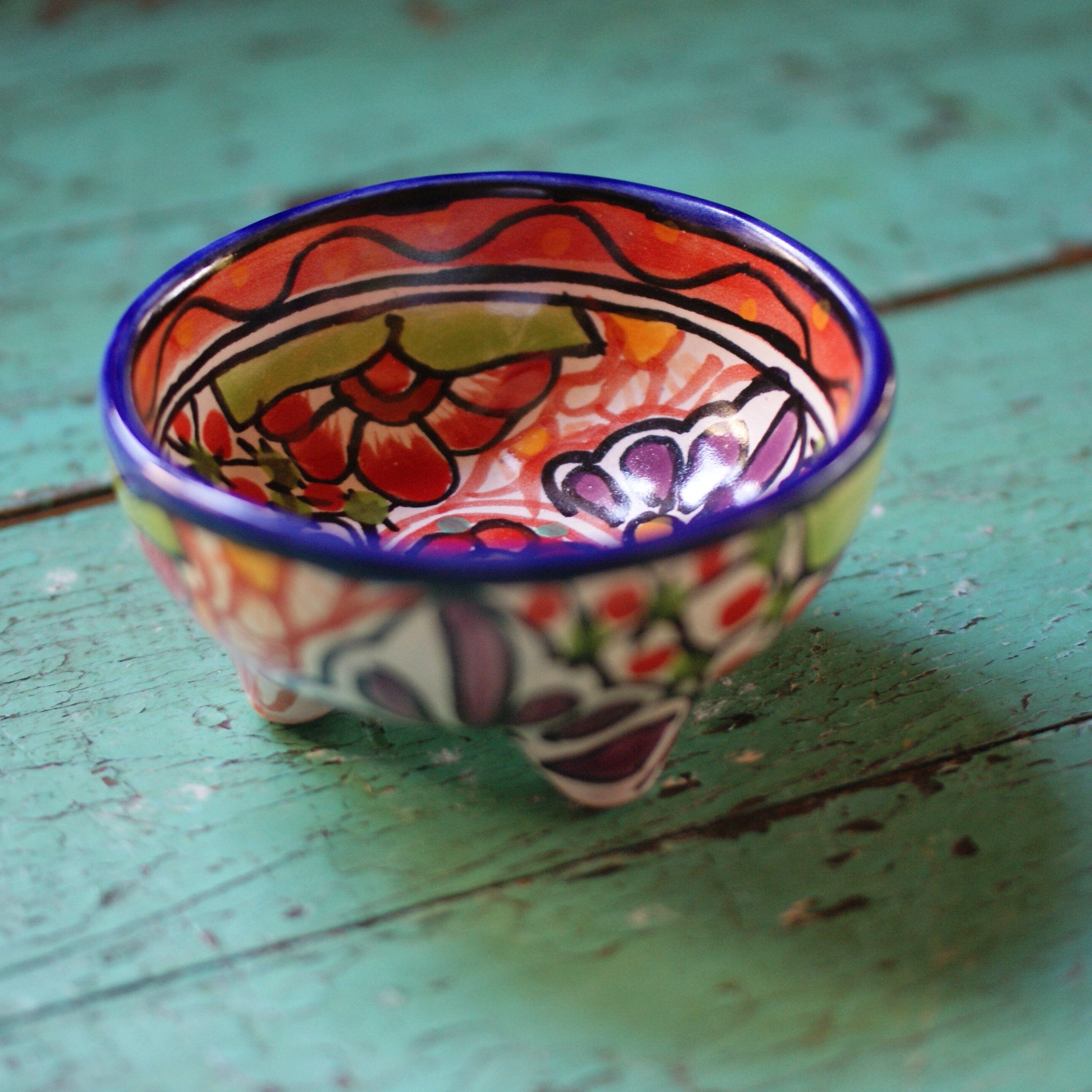 Three-Footed Bowls, Small, Ready to Ship Ceramics Zinnia Folk Arts Rojo  