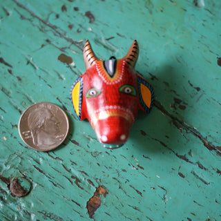 Tiny Carved and Painted Animal Masks, Xuana Family Whimsical Zinnia Folk Arts   