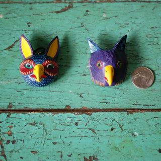 Tiny Carved and Painted Animal Masks, Xuana Family Whimsical Zinnia Folk Arts   