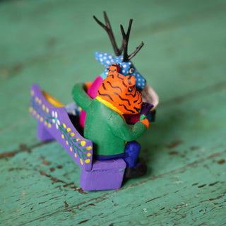 Tiny Carved Wooden Readers from Oaxaca Whimsical Zinnia Folk Arts   