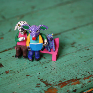 Tiny Carved Wooden Readers from Oaxaca Whimsical Zinnia Folk Arts   