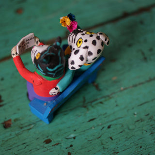 Tiny Carved Wooden Readers from Oaxaca Whimsical Zinnia Folk Arts   