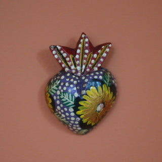 Tiny Painted Wooden Sacred Hearts religious Zinnia Folk Arts   