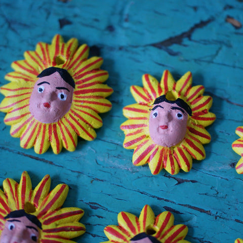 Tiny Sun Face, Ocumicho Whimsical Zinnia Folk Arts   