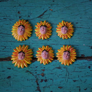 Tiny Sun Face, Ocumicho Whimsical Zinnia Folk Arts   