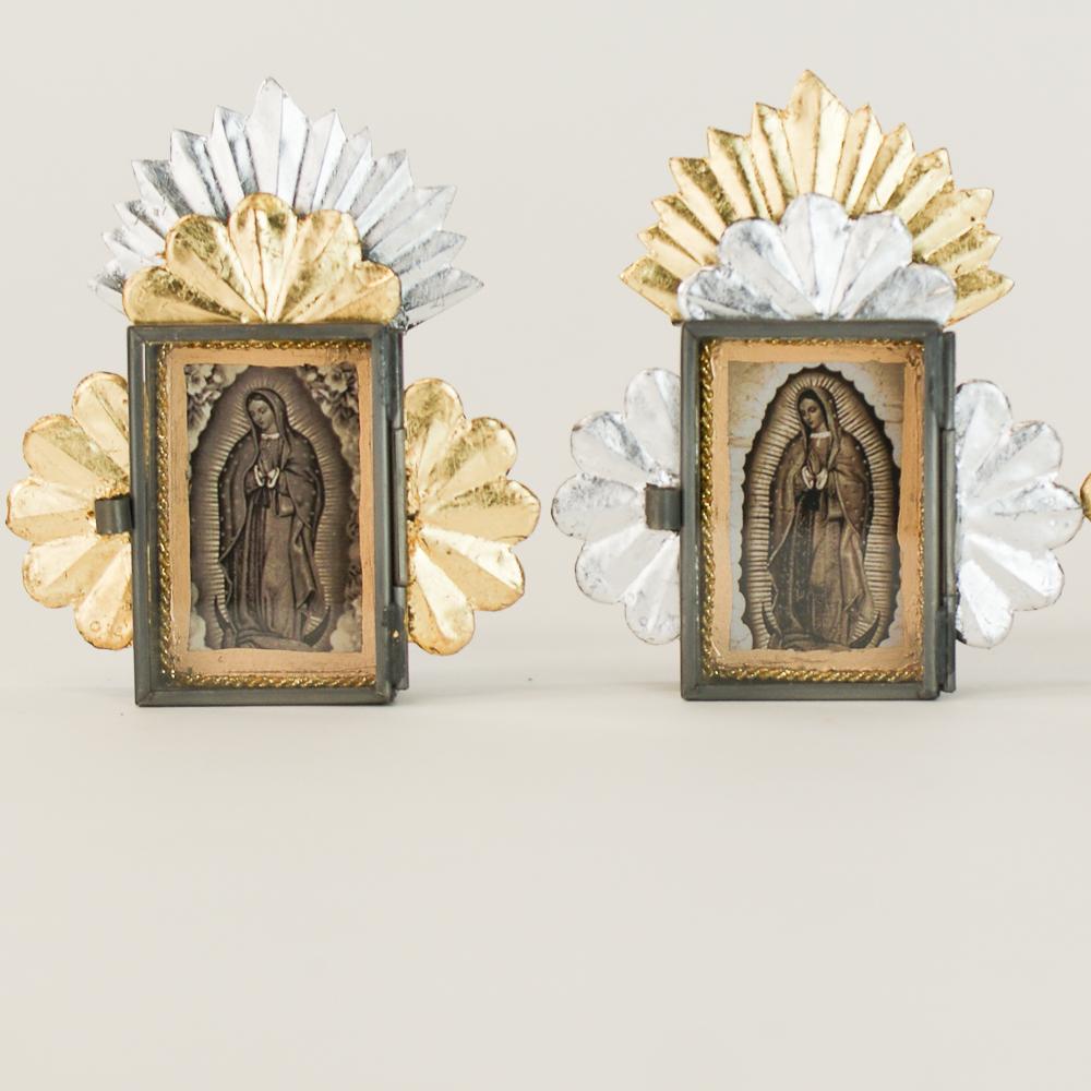 Tiny Virgen de Guadalupe Tin Nicho Boxes religious Zinnia Folk Arts   