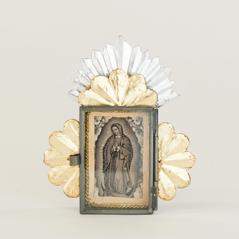 Tiny Virgen de Guadalupe Tin Nicho Boxes religious Zinnia Folk Arts   