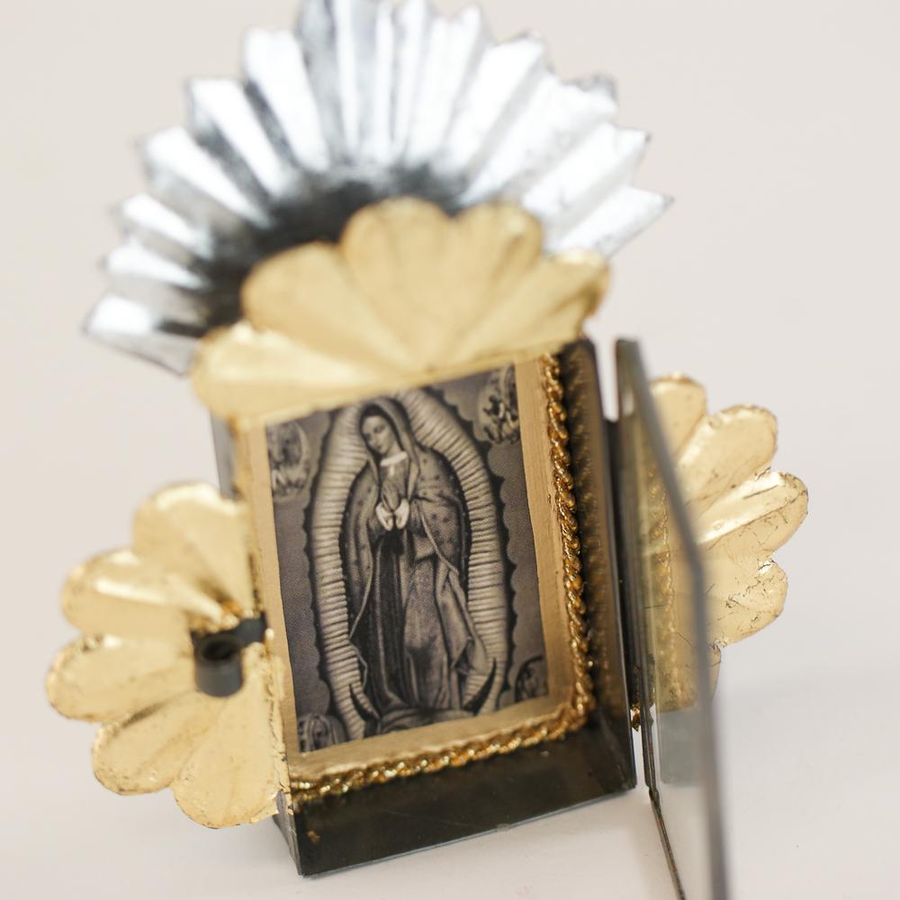 Tiny Virgen de Guadalupe Tin Nicho Boxes religious Zinnia Folk Arts   