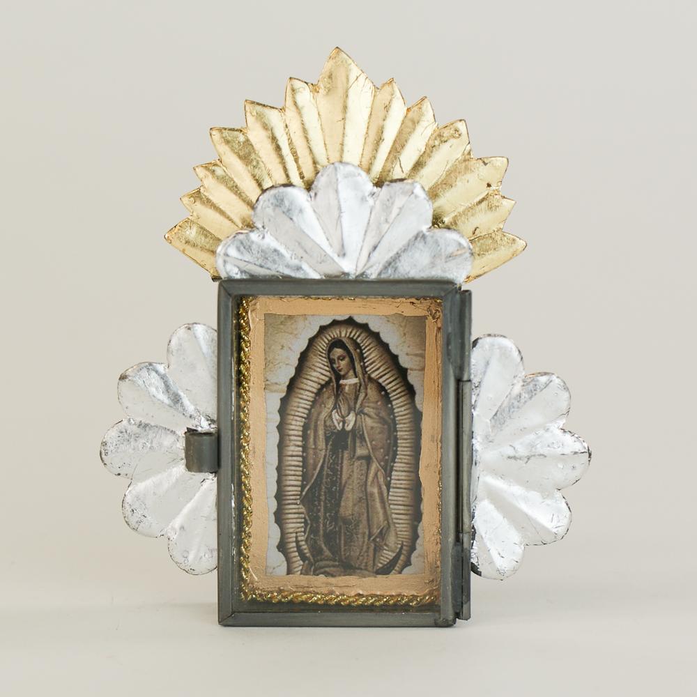 Tiny Virgen de Guadalupe Tin Nicho Boxes religious Zinnia Folk Arts   