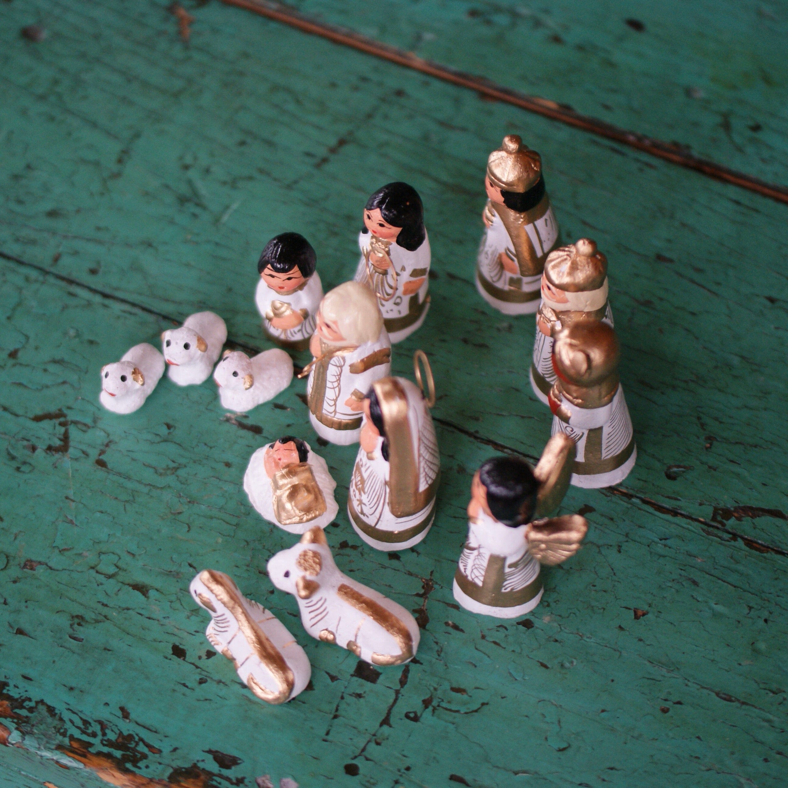 Tonalá 14 Piece Clay Nativity Set, Small Christmas Zinnia Folk Arts   