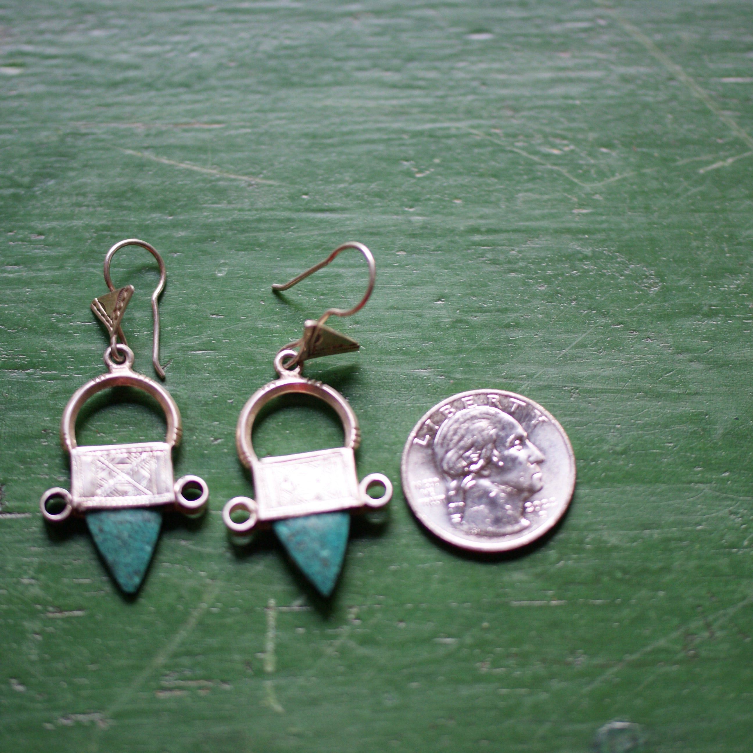 Tuareg Sterling Silver Earring with Turquoise earrings Zinnia Folk Arts   