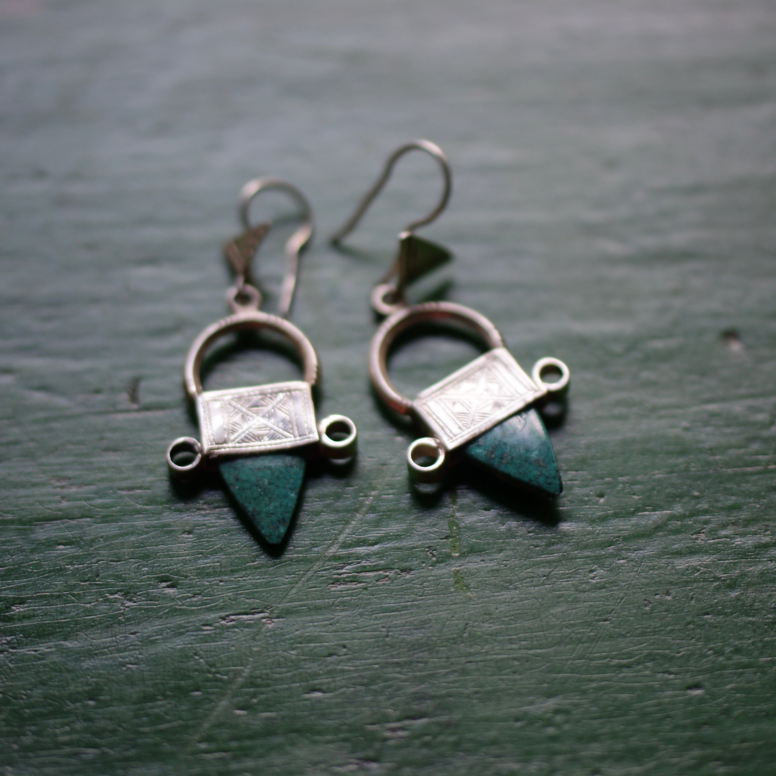 Tuareg Sterling Silver Earring with Turquoise earrings Zinnia Folk Arts   