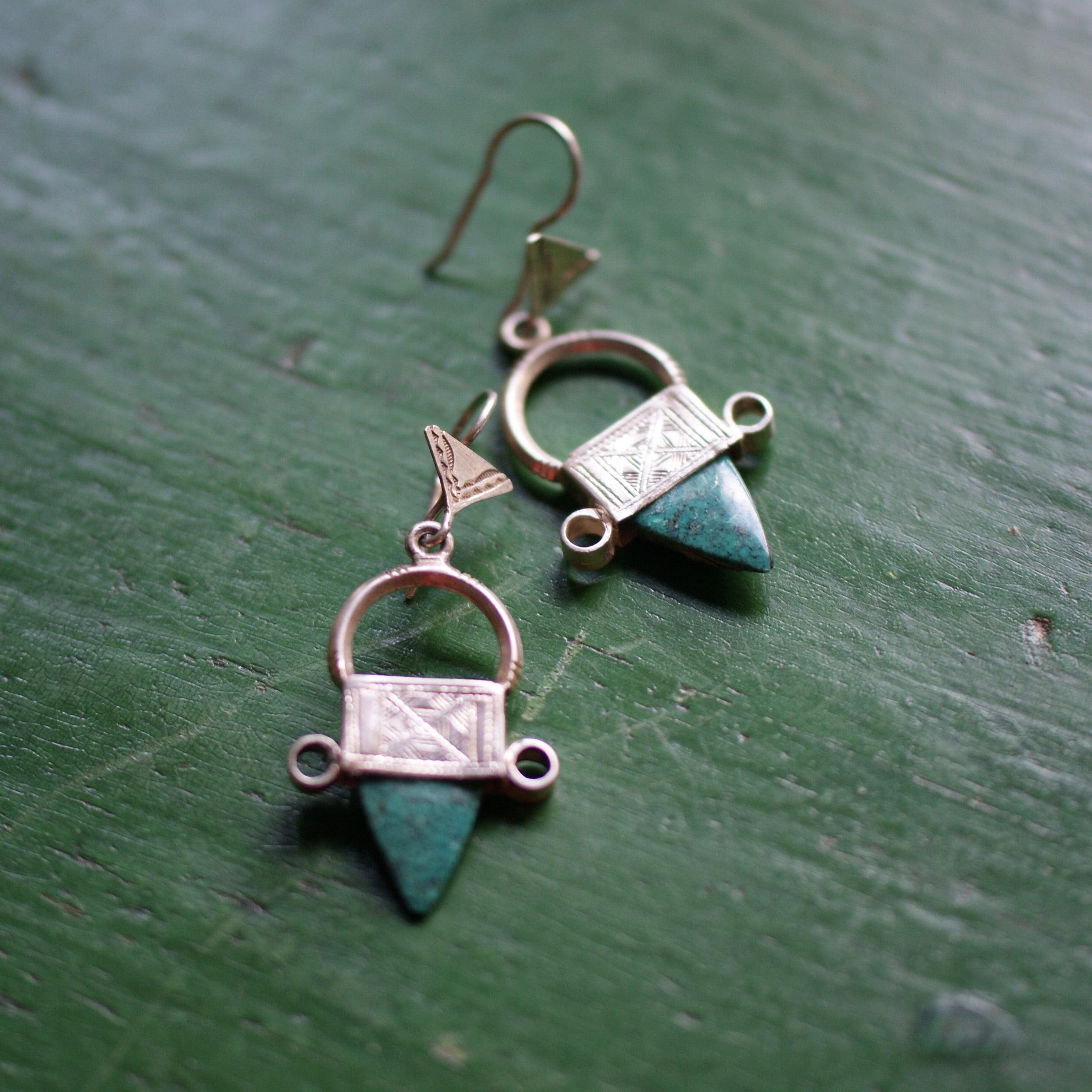 Tuareg Sterling Silver Earring with Turquoise earrings Zinnia Folk Arts   