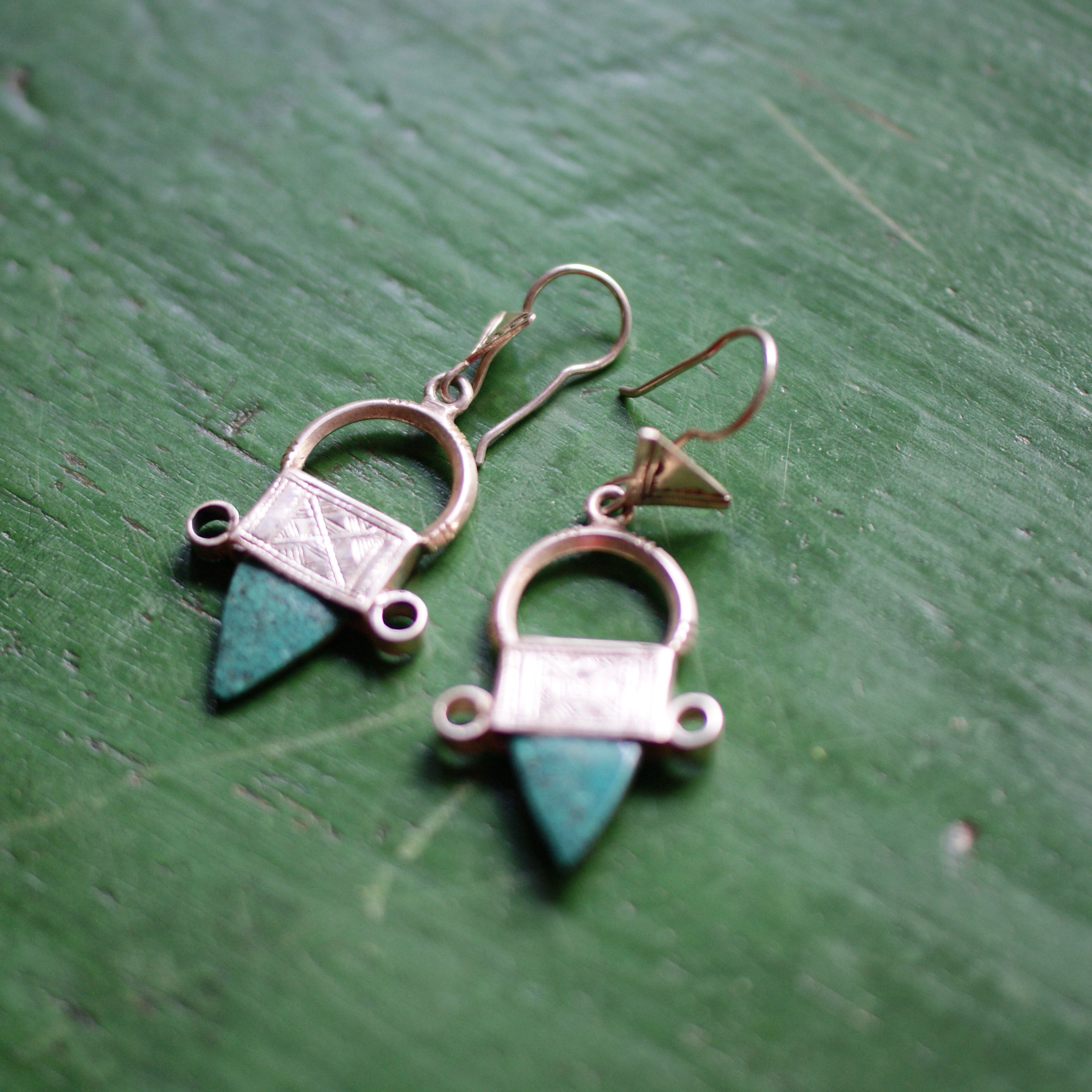 Tuareg Sterling Silver Earring with Turquoise earrings Zinnia Folk Arts   