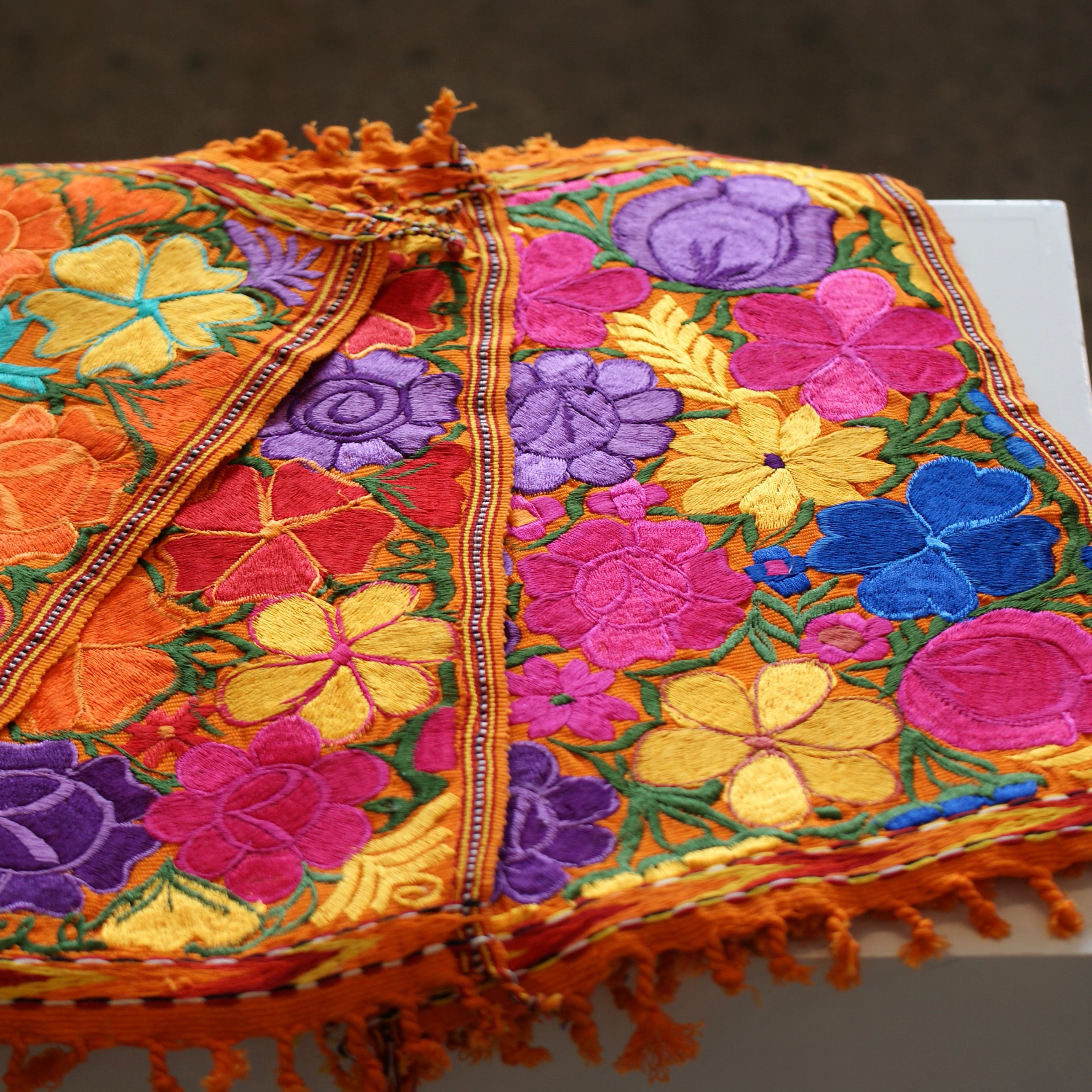 Vibrant Machine Embroidered Mexican Placemats Zinnia Folk Arts