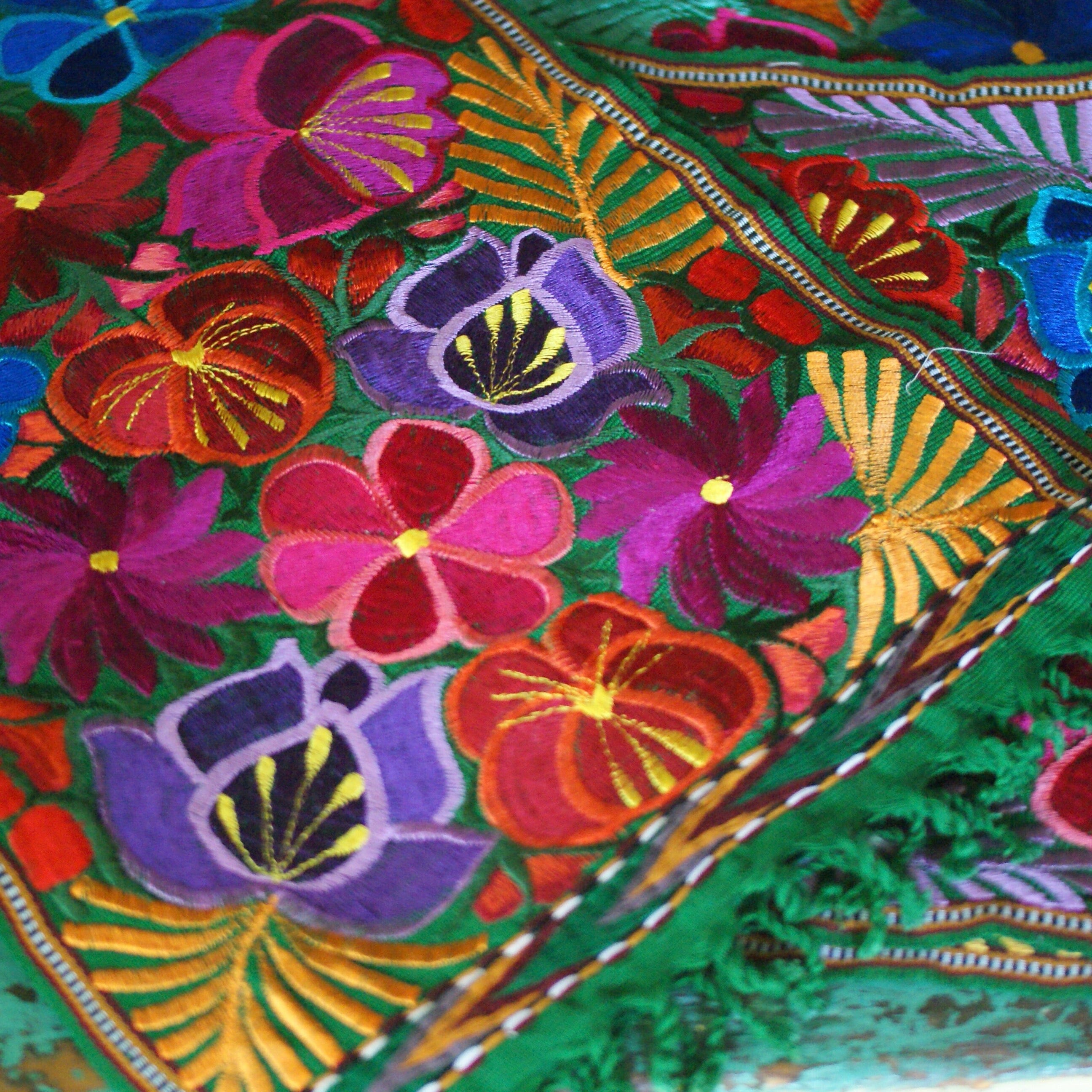 Vibrant Machine Embroidered Mexican Placemats Zinnia Folk Arts