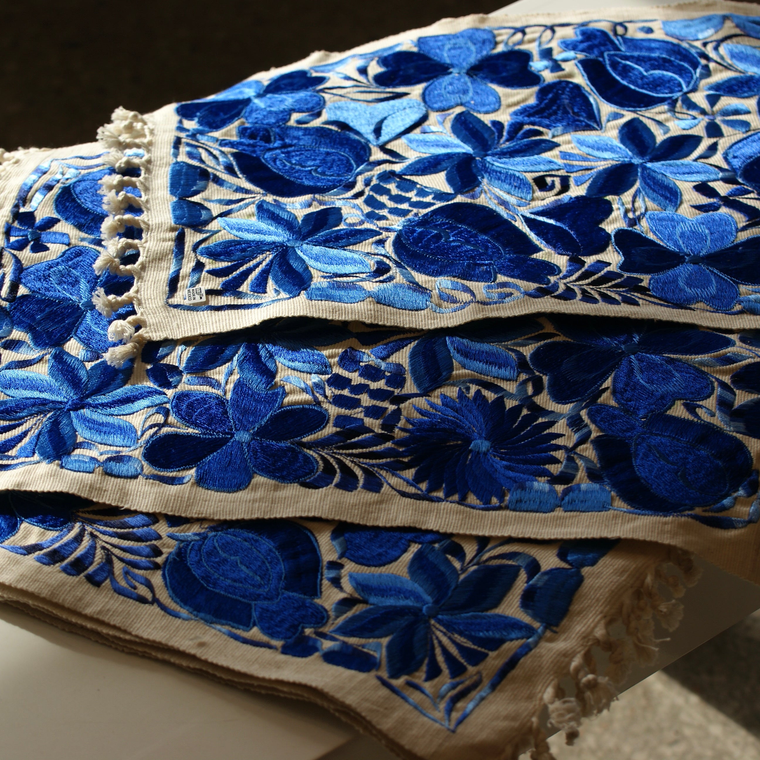 Vibrant Machine Embroidered Mexican Placemats Zinnia Folk Arts