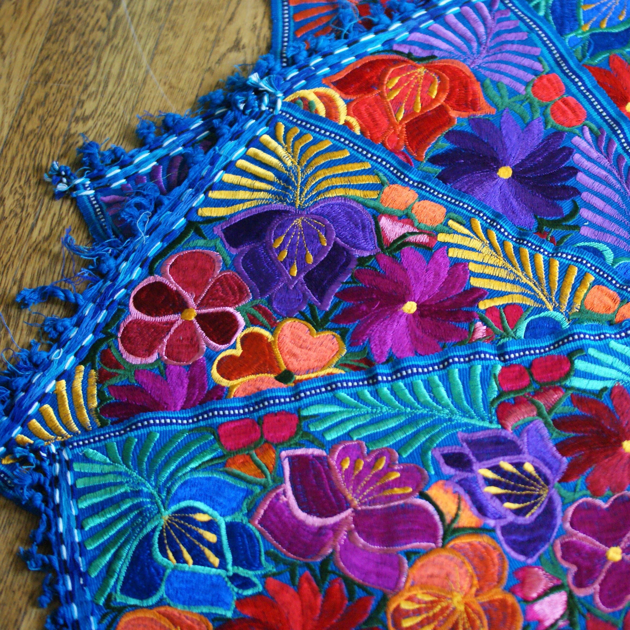 Vibrant Machine Embroidered Mexican Placemats Zinnia Folk Arts