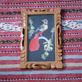 Vintage Feather Paintings  Zinnia Folk Arts Black background #1  