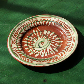 Vintage Tlaquepaque Small Plates on Redware  Zinnia Folk Arts Starburst 1  