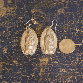 Virgen de Guadalupe Nickel Silver Earrings Jewelry Zinnia Folk Arts   