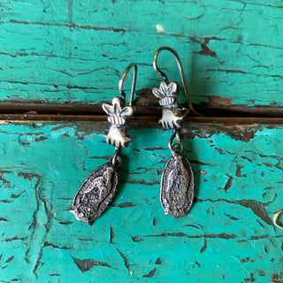 Virgen de Guadalupe with Fist, Silver Earrings Jewelry Zinnia Folk Arts Closed Fist (smaller fist)  