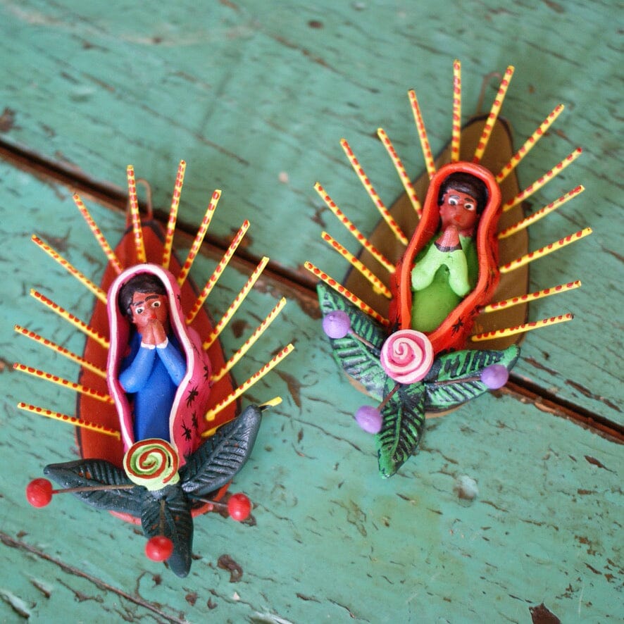 Virgin of Guadalupe Ocumicho Wall Hanging Guadalupe Zinnia Folk Arts   