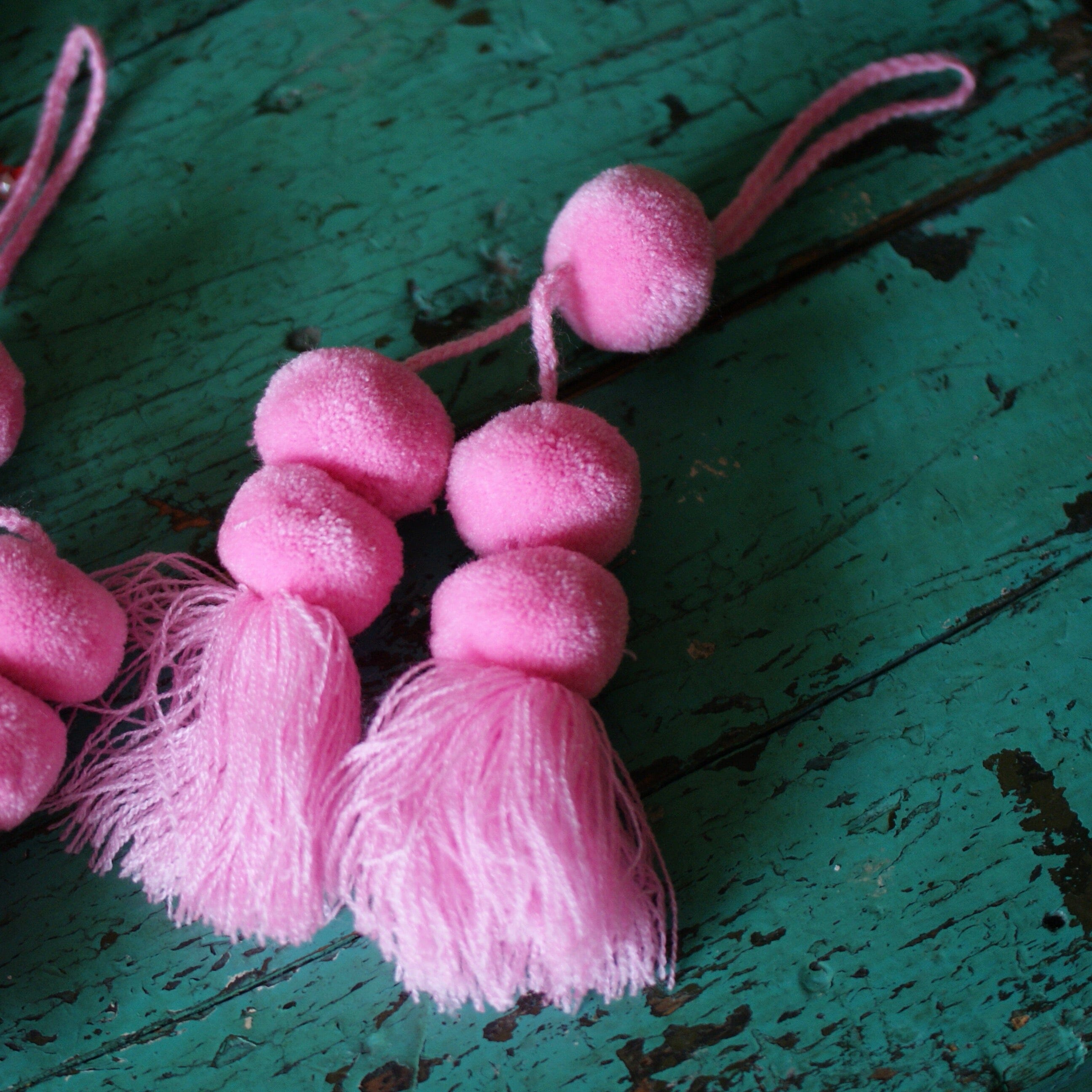 Wool Pompoms, Sets of Pom Poms with Tassel Textile Zinnia Folk Arts   