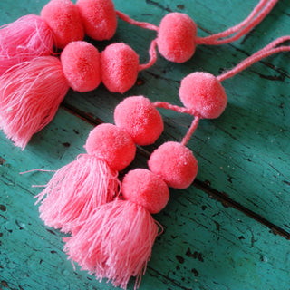 Wool Pompoms, Sets of Pom Poms with Tassel Textile Zinnia Folk Arts   