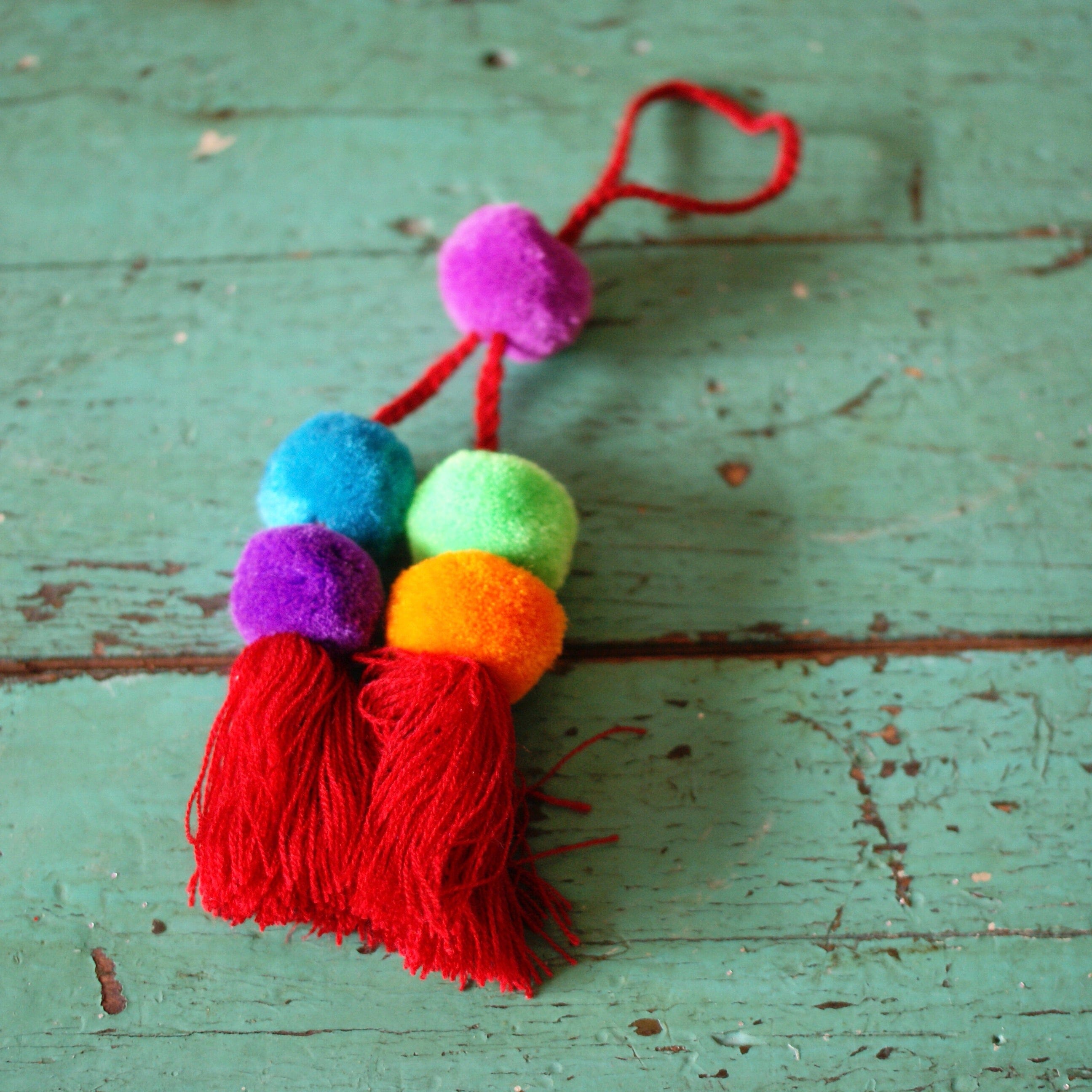Wool Pompoms, Sets of Pom Poms with Tassel Textile Zinnia Folk Arts Multi 1  